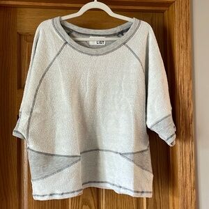 Bucket List White Gray French Terry Oversized Short Sleeve Crewneck Sweatshirt M